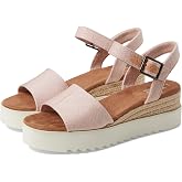 TOMS Women's Diana Wedge Heel Sandal, Leather Upper, Rope-Wrapped Midsole, Adjustable Strap, Buckle, OrthoLite Insole