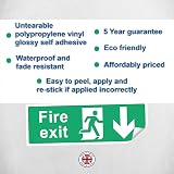 Rubigo Fire Exit Sign Down Arrow 30x10cm Self Adhesive Vinyl Safety Emergency view 2