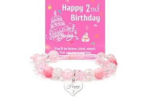 ZZLTAWS Birthday Bracelets Gifts for 1 2 3 4 5 6 7 8 Year Old Girls, Pink and white crystals Heart Charms Bracelets, Birthday Gifts for Girls Daughter Granddaughter Niece