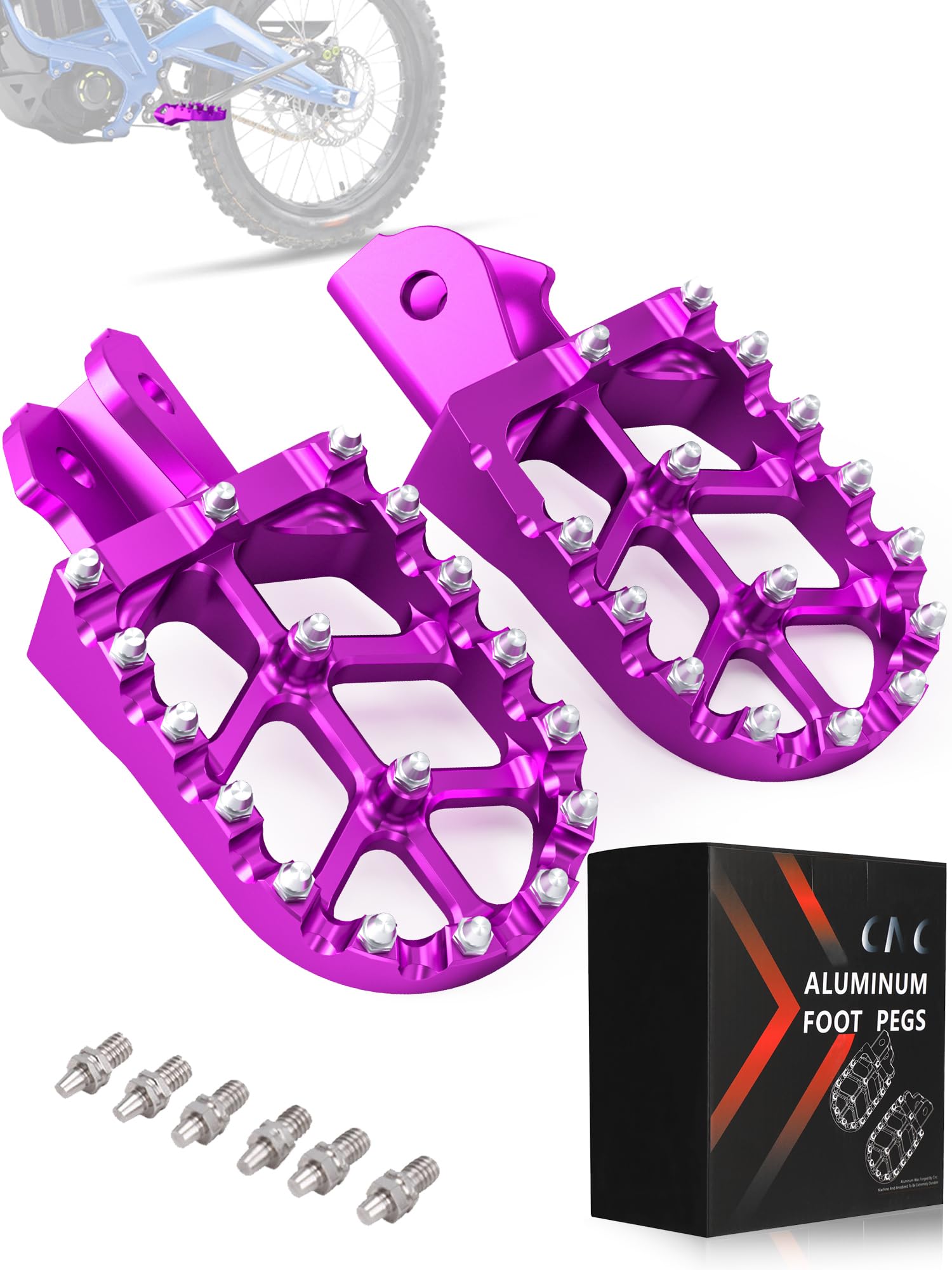 Photo 1 of JFG RACING Dirt Bike Pegs,Motorcycle Foot Pegs MX Foot Pedals Rests CNC for Light Bee Surron/CRF150F CRF230F 2003-2019/KDX200 1983-1994 - Purple