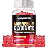 Magnesium Glycinate Gummies 1000mg - Sugar Free Magnesium Potassium Supplement with Vitamin D, B6, CoQ10 for Calm Mood & Sleep Support - 60 Strawberry Gummies.