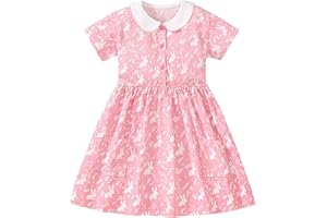 Winzik Girls Dress, Toddler Summer Short Sleeve Cotton Casual Easter Dresses Clothes 18M-7Y