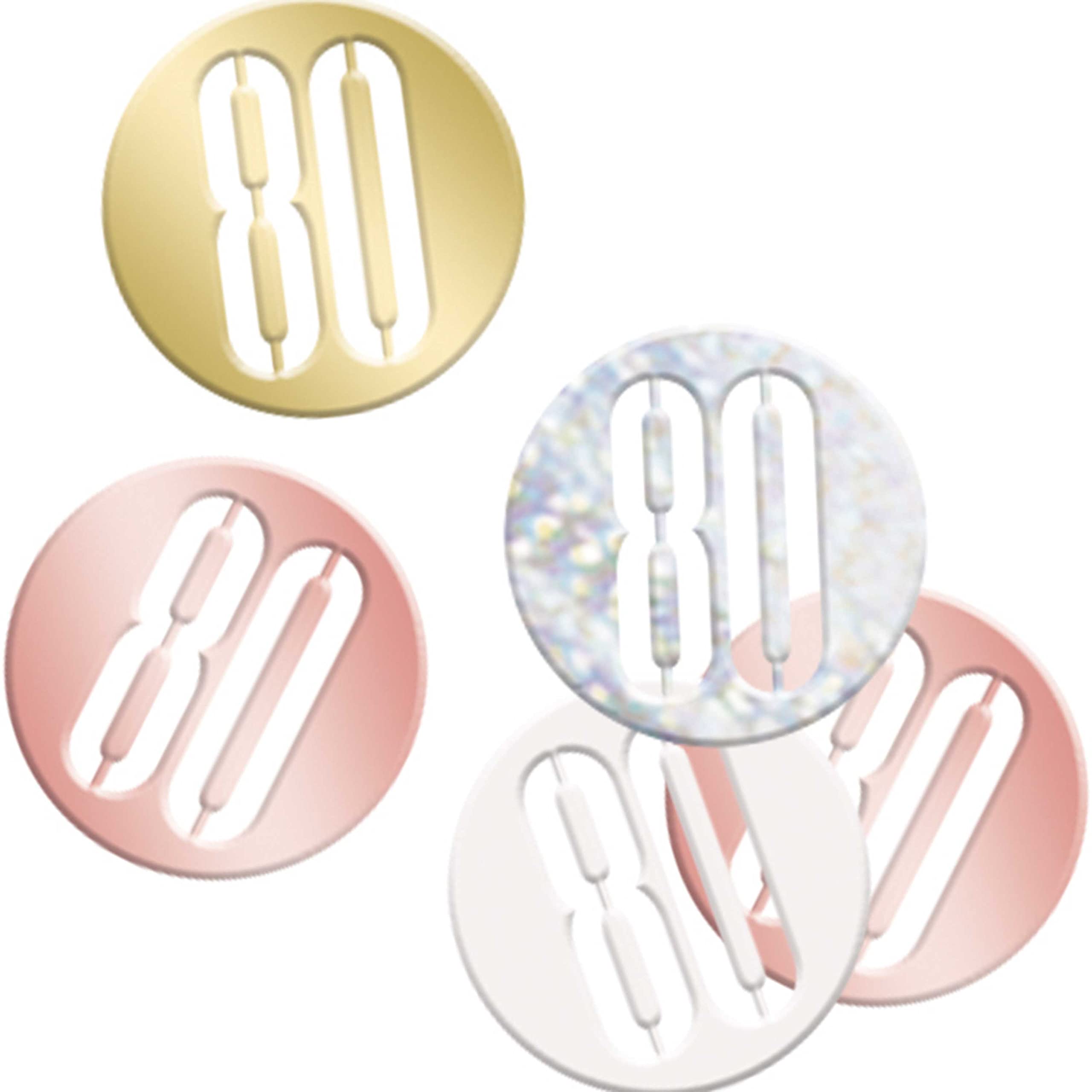 Unique 84953 Birthday Confetti Cutouts-5 oz. | Glittery Rosegold| 1 pack, Rose Gold, Age 80