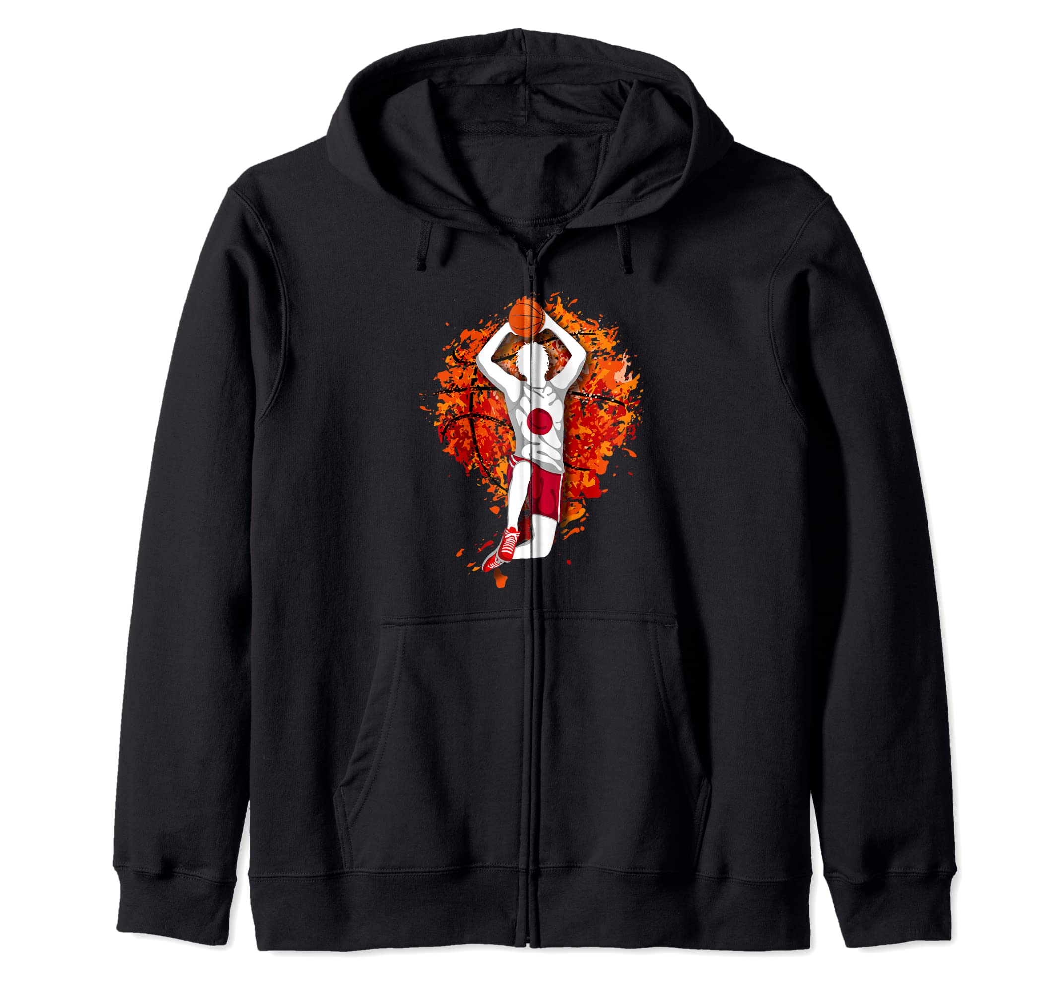 Japan Basketball Japanese National Flag Slam Dunk Sport Art Zip Hoodie