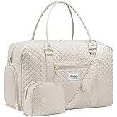 WINDARS Travel Duffle Bag, Weekender Bags for Women with Shoe Compartment, Carry on Overnight Bag with Toiletry Bag & Wet Pocket, Hospital Bags for Labor and Delivery (Beige)