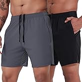 VPOS 2 Pack Men's Athletic Shorts 5/7 Inch Inseam, Mens Workout Shorts Lightweight Quick Dry Gym Running Shorts for Men