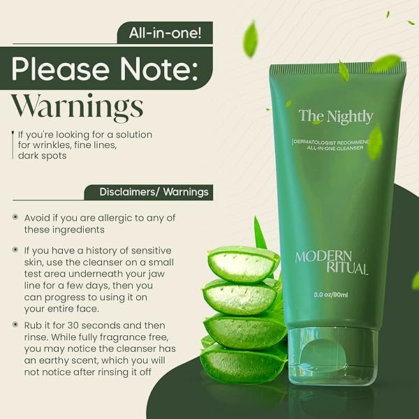 MODERN RITUAL 3 FL OZ FACIAL CLEANSER – ALL IN ONE NIGHT TIME SALICYLIC ACID CLEANSER WITH HYALURONIC ACID FOR SUMMERS, ACNE FACE WASH, BRIGHTER, SMOOTHER & HYDRATED SKIN