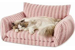 Hollypet Cat Bed Fluffy Plush Mutifuctional Double-Layer Soft Pet Couch Orthopedic Sofa Nest Beds for Small Cats and Dogs (25x20x13 inch)