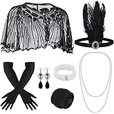 ELECLAND 10 Pieces 1920s Flapper Gatsby Accessories Set Fashion Roaring 20's Theme Set with Headband Headpiece for Women