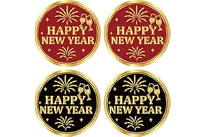 Alynta Happy New Year Stickers - 2 Inch 120Pcs Gold Foil Holiday Stickers Large Round New Year Gift Sticker Labels for Envelope Seals Cards