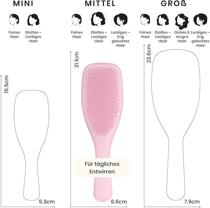 Ultimate Detangler Haarbürste – Für Nasses & Trockenes Haar – Entwirrungsbürste für Alle Haartypen – Zweistufige Borsten Reduzieren Haarbruch & Entfernen Knoten – Millennial Rosa — Foto 3 von 8