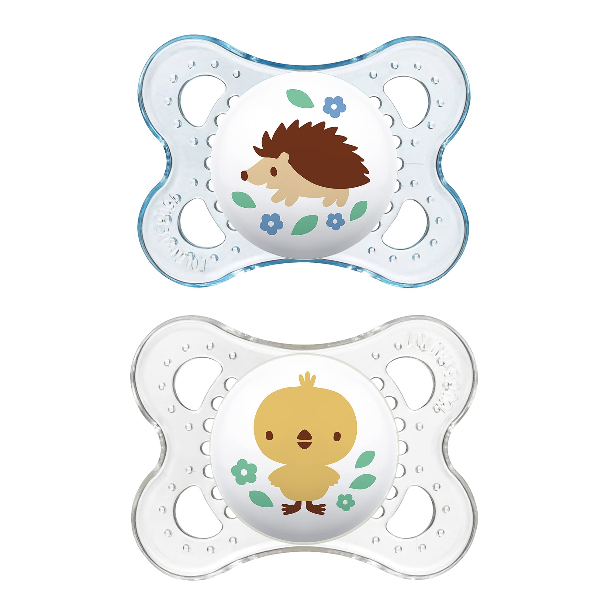 Photo 1 of MAM Original Baby Pacifier, Nipple Shape Helps Promote Healthy Oral Development, Sterilizer Case, 2 Pack 0-6 Months, Clear/Boy