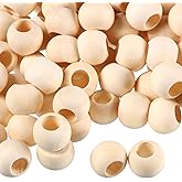 200 Pieces Large Hole Wooden Beads for Macrame Natural Round Wood Loose Beads Unfinished Wood Spacer Beads for Bracelet Pendants Crafts DIY Jewelry Making (20 mm)