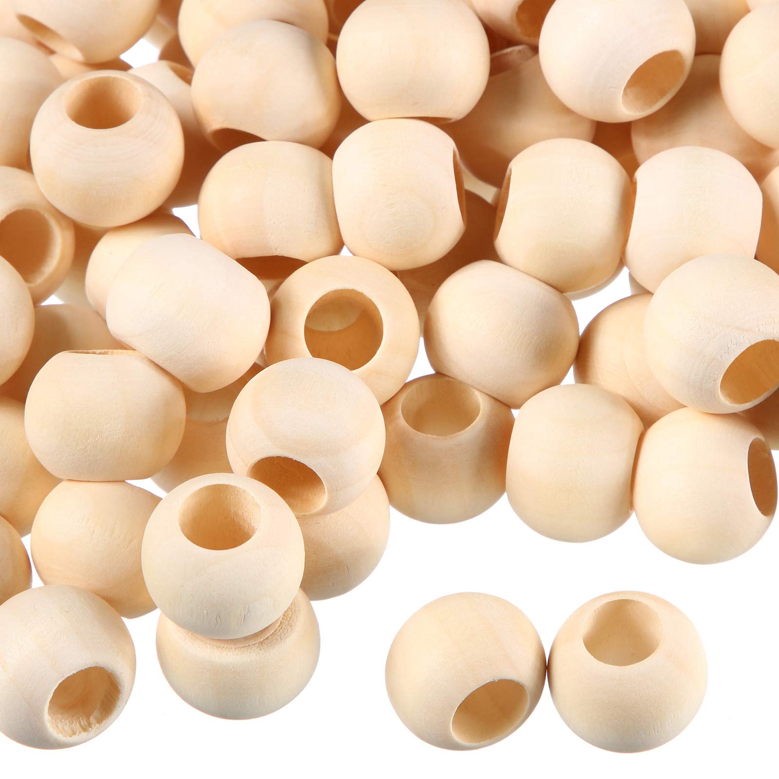 Photo 1 of 200 Pieces Large Hole Wooden Beads for Macrame Natural Round Wood Loose Beads Unfinished Wood Spacer Beads for Bracelet Pendants Crafts DIY Jewelry Making (20 mm)