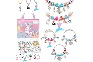 ZQFTZQ DIY Charm Bracelet Making kit Jewelry Making Kit Including Jewelry Beads Snake Chains Bead Bracelet Unicorn Mermaid Easter Valentine Gifts Arts and Crafts for Kids Ages 4 5 6 7 8 9 10-12