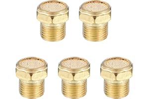 PATIKIL Air Pneumatic Mufflers, G1/8" Male Thread Pneumatic Noise Reduce Hex Sintered Bronze Brass Air Breather Vent Fitting 
