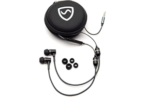 SYB Shield Your Body Air Tube Headset, Stereo Earbuds with Microphone and Case, Wired Anti Radiation Headphones, Built-in Controls, Works on Any Device with A Standard 3.5mm Audio Jack, Black
