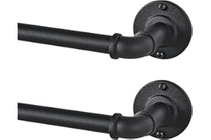 JOYULTRA 2 Pack Industrial Curtain Rods for Windows 66 to 120 Inches, Blackout Wrap Around Curtain Rod, for Indoor and Outdoor, 5/8 Inch Diameter, 65 to 120 Inches, Black