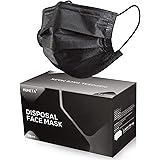 50 Pcs Disposable Face Mask 3-Ply Breathable & Comfortable Safety Mask, Protective Masks for Indoor and Outdoor (Black Mask)