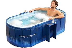 jessie 47 Inches Portable Bathtub, Foldable Ice Bath Tub for Adult, Bathroom Hot SPA Soaking Cold Plunge Tub Freestanding Bat