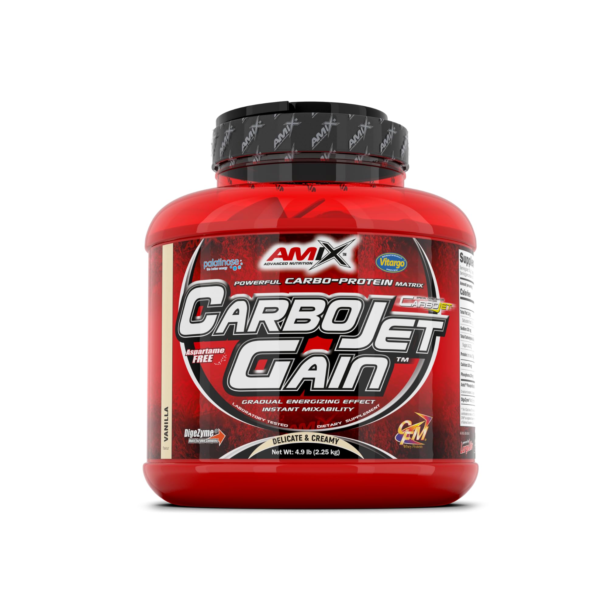 AMIX - Carbojet Gain Protein Powder - Carbohydrate Supplement - Protein for Muscle Gain - Ideal for Elite Athletes - Vanilla Flavor - 2.25 KG