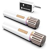 Wireless Microphones, Microphone with One-to-One Chip Connection, Controllable LED Lights, 40H Duration, 200FT Range Free Sing, Volume Control Microphone for Singing, Speech, Home Party, Youtube