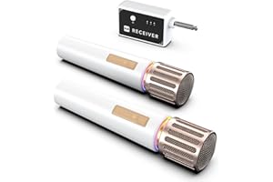 ECHOMUSSY Wireless Microphones, Microphone with One-to-One Chip Connection, Controllable LED Lights, 40H Duration, 200FT Range Free Sing, Volume Control Microphone for Singing, Speech, Home Party, Youtube