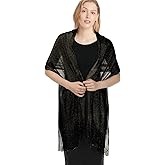 TZ Promise Women's Wedding Evening Shawl and Wrap Glitter Metallic Party Dresses Scarf with Fringe