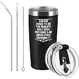 Gingprous Boss Gift Tumbler I NEVER ASKED TO BE THE WORLD'S BEST BOSS, 20 Oz Funny Stainless Steel Tumbler with Lid, Unique B