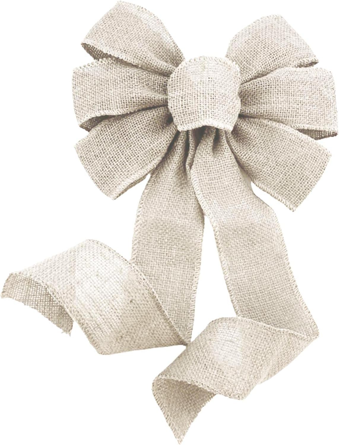 Bows & Ribbons - Beige Burlap Ribbon Wreath Bow - 10