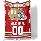 INAOO San Francisco Throw Blanket for Men Women Boy Personalized Gifts Custom Name and Number