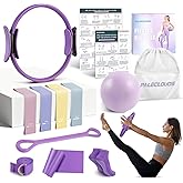 Paleclouds Pilates Ring Set for Women, 12" Pilates Ring and Ball Set with Resistance Bands for Home Workouts, Portable Pilates Kit with Bag & 2 Training Poster for Full Body Exercise