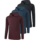 Ullnoy 3 Pack: Youth Boys Long Sleeve Hoodie Shirts dry fit hoodies for teen boys Active Long Sleeve Hoodie Sweatshirts