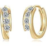 PROSTORY Channel Setting Moissanite Hoop Earrings for Women, 0.46cttw D Color VVS1 Clarity 925 Sterling Silver Hoop Earring for Wedding Birthday Holiday Jewelry Gifts