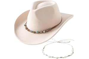 Jastore Western Cowboy Hat for Kids Girl Boy Classic Fedora Hat Felt Cowgirls Hats with Two Decorative Bands