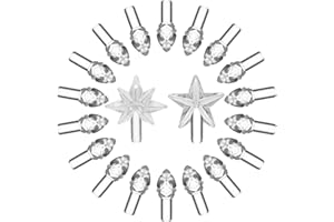 KONOHAELF Clear White Replacement Lights Bulbs for Ceramic Christmas Tree, Mini Flame Light Ornaments for Ceramic Tree, Small Twist Pegs Accessories for Crafts, 2 Stars Treetopper＆177 Bulbs Set