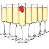Elsjoy Set of 8 Acrylic Champagne Flutes, 6 Oz Unbreakable Champagne Glasses Reusable Champagne Toasting Cups, Shatterproof Stemmed Champagne Coupes for Wedding, Party, Bar