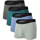 BAMBOO COOL Mens Trunks Underwear Performance Breathable Mesh Fly Zone Moisture-Wicking(4 Pack)