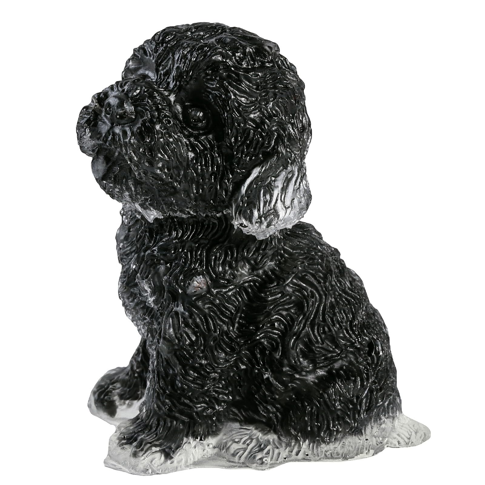 Mookaitedecor 6.5cm Black Obsidian Crystal Sitting Dog Figurine - Healing Crystal Puppy Gift, Resin Animal Stone Statue - Good Luck Desk Decoration & Cute Room Decor