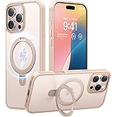 TORRAS Desert Titanium for iPhone 16 Pro Max Case, [Military Grade Drop Tested][Fit for MagSafe] [Built-in Stand] Translucent Slim Soft Edge Case for iPhone 16 Pro Max 6.9" 2024, Rose Gold