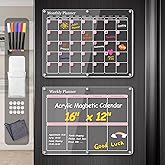 WONDAY Fridge Calendar Magnetic Acrylic Clear Board 2 Pack Planner Calendrier Magnétique Frigo Dry Erase Reusable Monthly 16"