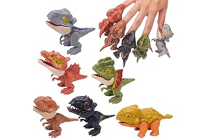 ledorr 6PCS Biting Finger Dinosaurs Toy Collectibles for Display, Play and Snap On Figure Novelty Creative Theater Puppet Doll Animal Hand Puppet Dinosaur for Kids