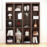 MERITLINE Folding Hidden Queen Murphy Bed Cabinet with Storage Bookcase Bookshelf, Wood Murphy Wall Bed with Storage Shelves Cabinet for Adults (Espresso)