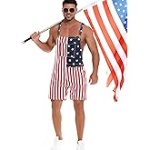 Yuanbang Unisex Printed Overalls Shorts Romper Festival Jumpsuits Work Bibs Coveralls Gifts for Men and Women