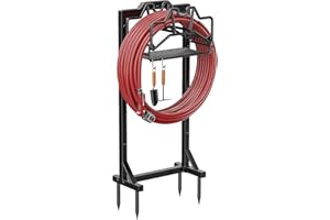 Dobyusf Garden Hose Holder, Freestanding Water Hose Holders for Outside, Heavy Duty Metal Hose Stand with 2 Tool Hooks, Sturdy Hose Hanger Storage Rack for Outdoor Yard