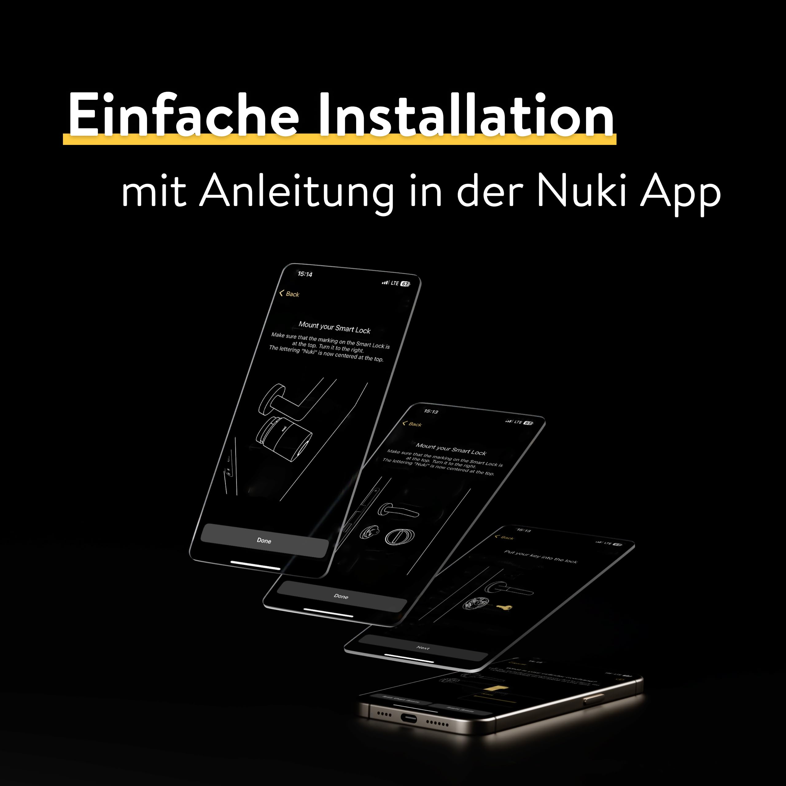 Nuki Smart Lock Pro mit Bluetooth, WLAN & Matter, für mühelose Integration ins Smart Home, elektronisches Türschloss ermöglicht Tür aus der Ferne zu sperren, einfach zum Nachrüsten ohne Zylindertausch 3