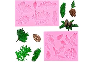 Mujiang Christmas Pinecone Cake Fondant Mold Pine Cone Silicone Chocolate Candy Mold For Cake Decorating Cupcake Topper Sugar Gum Paste Polymer Clay Set Of 2