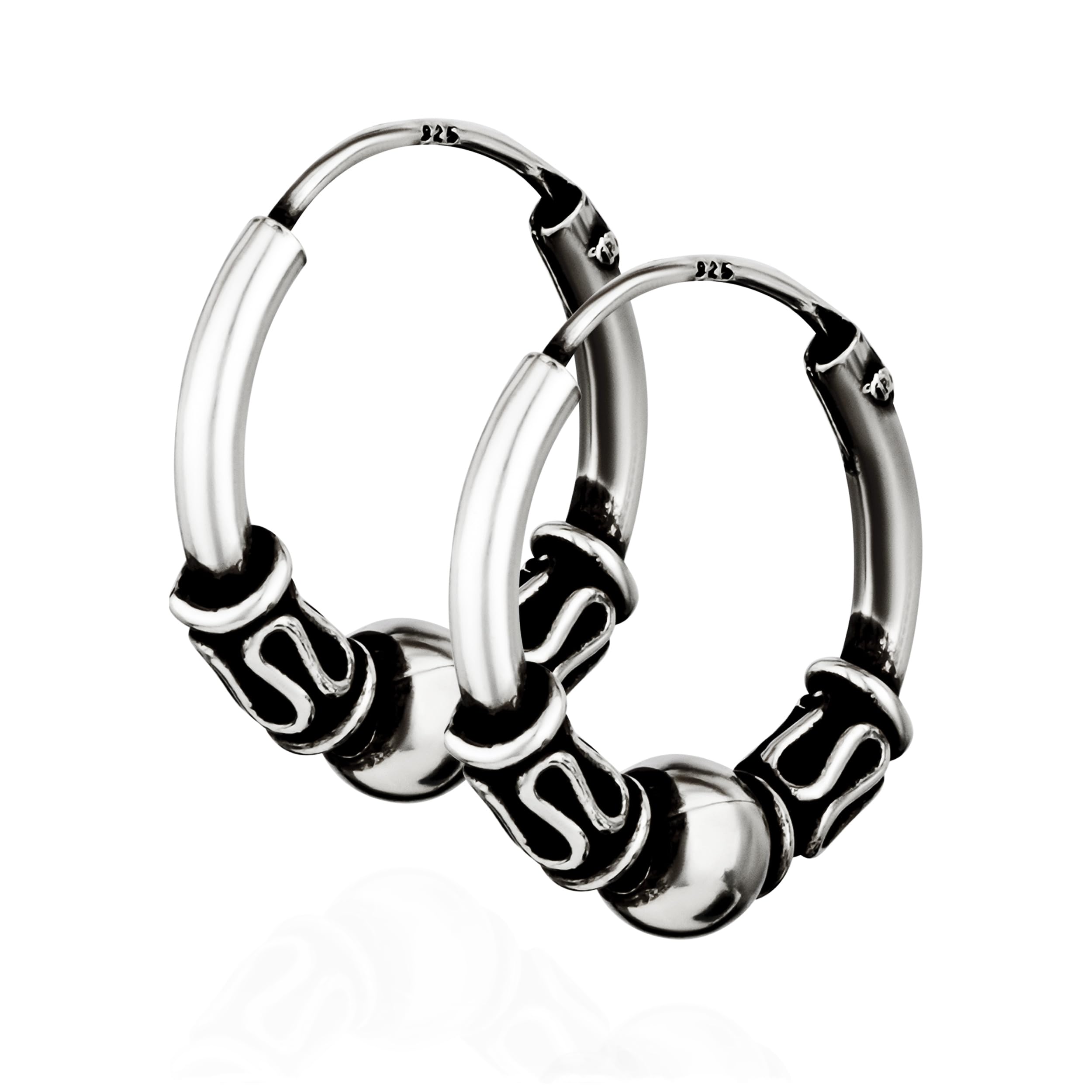 NKlaus Silver Pair 925 Sterling Silver Earrings Celtic Creole Gothic Celtic Ear Piercing 14mm 5045