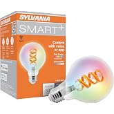 Sylvania WiFi LED Smart G25 RGBW Color and Amber Finish Filament Light Bulb, 7W Efficient, for Alexa/Google Assistant, 2000K, No Hub Required, Clear - 1 Pack (75808)