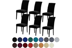 Howhic Stretch Chair Covers for Dining Room Set of 6, Removable Washable Dining Room Chair Covers, Dining Chair Slipcovers Seat Protector, Great for Home Upholstery and Banquet (Black, 6 Pack)